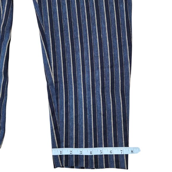 Lauren Ralph Lauren Linen Blend Pants For Women Size 8 Blue Striped With Belt - Picture 10 of 16